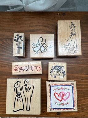 Wooden Wedding Stamp Set - Natural Wood Finish